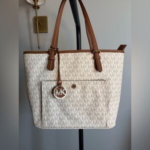 Michael Kors Tan and Cream Signature Tote
